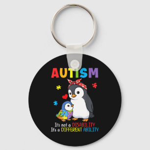 Autism Awareness Mother Penguin Different Ability Key Ring