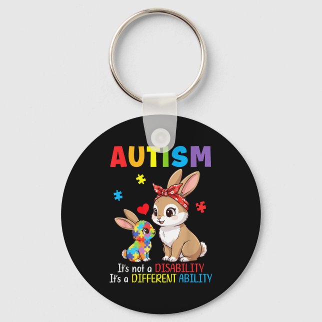 Autism Awareness Mother Rabbit Different Ability S Key Ring (Front)
