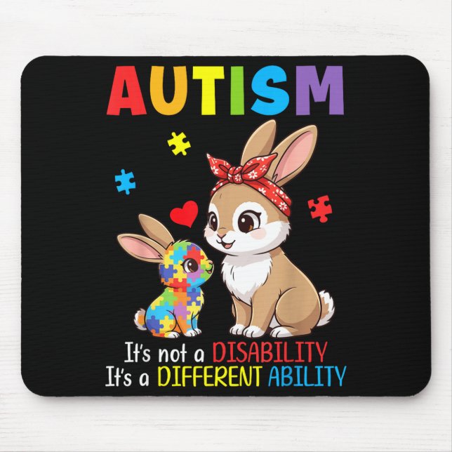Autism Awareness Mother Rabbit Different Ability S Mouse Mat (Front)