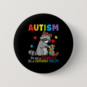 Autism Awareness Mother Raccoon Different Ability  6 Cm Round Badge