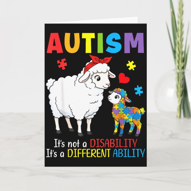 Autism Awareness Mother Sheep Different Ability Pu Card (Front)