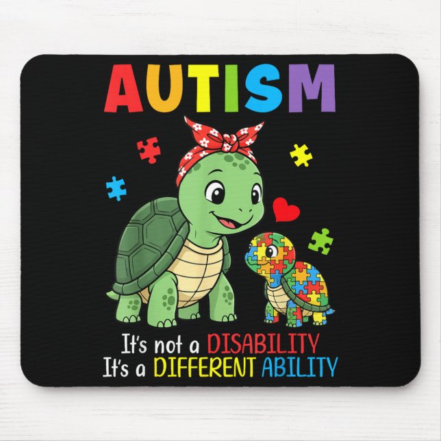 Autism Awareness Mother Turtle Different Ability S Mouse Mat (Front)