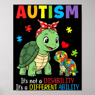 Autism Awareness Mother Turtle Different Ability S Poster