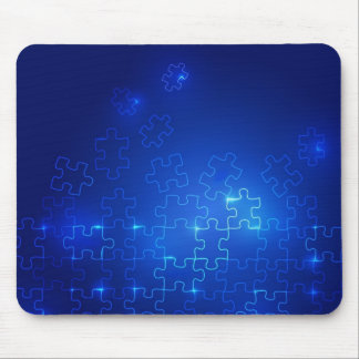 Autism Awareness Mousepad Glowing Blue Puzzle