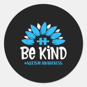 Autism Awareness Mum Dad Be Kind Autistic Awarenes Classic Round Sticker