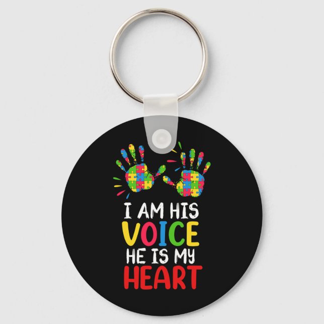 Autism Awareness Mum Dad  Key Ring (Front)
