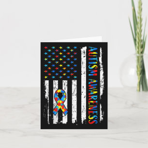 Autism Awareness Mum Dad Usa Flag Autistic Awarene Card