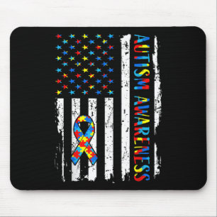 Autism Awareness Mum Dad Usa Flag Autistic Awarene Mouse Mat