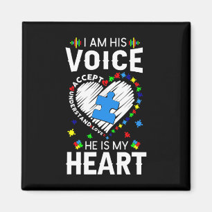 Autism Awareness Mum I Am His Voice He Is My Heart Magnet