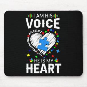 Autism Awareness Mum I Am His Voice He Is My Heart Mouse Mat