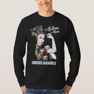 Autism Awareness Mum Messy Bun Autism Puzzle Banda T-Shirt