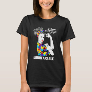 Autism Awareness Mum Messy Bun Puzzle Bandanna Mot T-Shirt