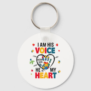 Autism Awareness Mum Shirt I Am His Voice He Is My Key Ring