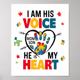 Autism Awareness Mum Shirt I Am His Voice He Is My Poster