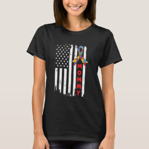 Autism Awareness Mum USA Flag Autistic Kids Autism T-Shirt