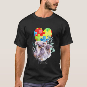 Autism Awareness Mummy Koala Bear With Baby Puzzle T-Shirt