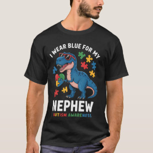 Autism Awareness Nephew Support Trex Dino Puzzle P T-Shirt
