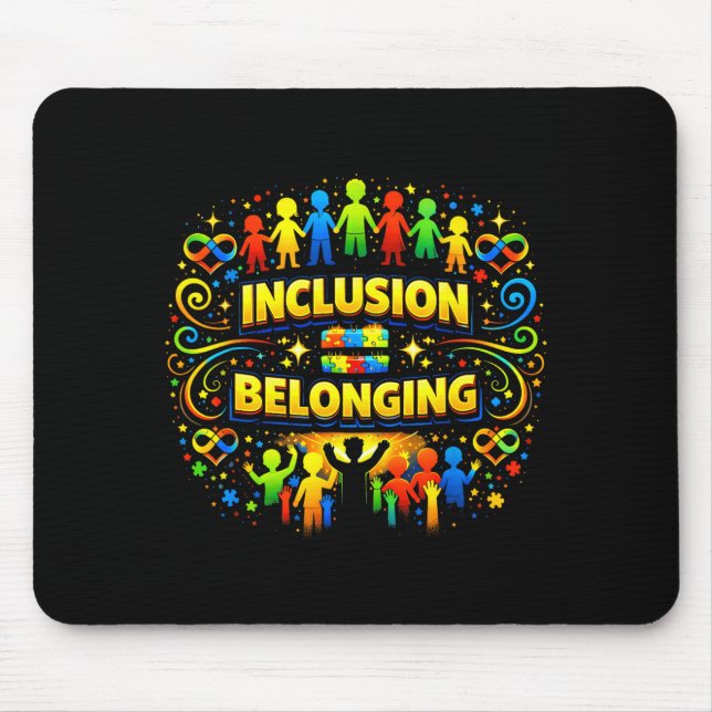 Autism awareness neurodivergent inclusion equals mouse mat (Front)