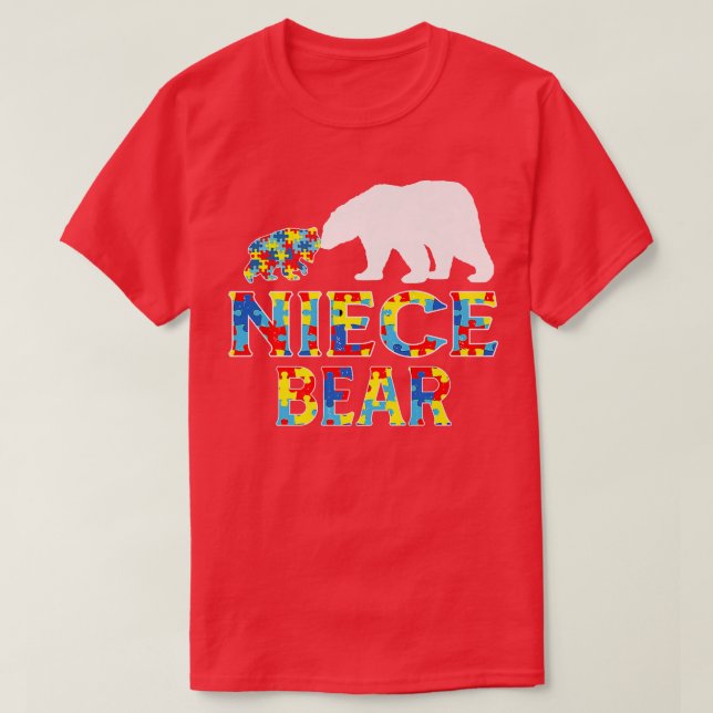 Autism Awareness Niece Bear Support Autistic Premi T-Shirt (Design Front)