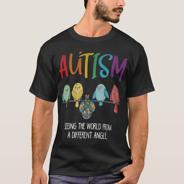 Autism Awareness Owl Colour Puzzles Autism Kids  T-Shirt (Front)