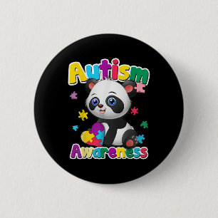 Autism Awareness Panda Puzzle Pieces Colours Gift 6 Cm Round Badge