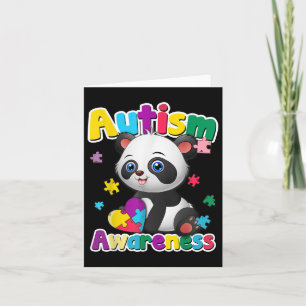 Autism Awareness Panda Puzzle Pieces Colours Gift  Card