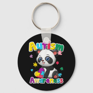 Autism Awareness Panda Puzzle Pieces Colours Gift Key Ring