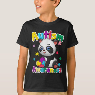 Autism Awareness Panda Puzzle Pieces Colours Gift T-Shirt
