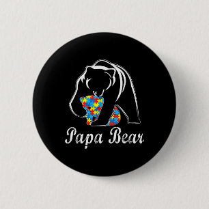 Autism Awareness Papa Bear Support Autistic Adults 6 Cm Round Badge