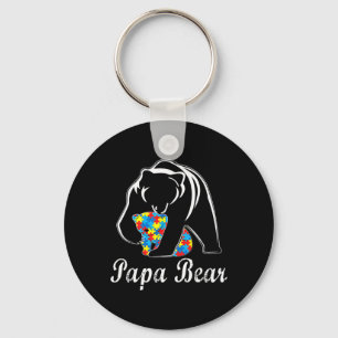 Autism Awareness Papa Bear Support Autistic Adults Key Ring