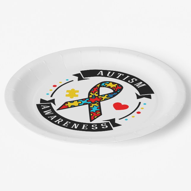 Autism Awareness Paper Plate (Angled)