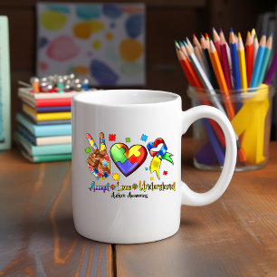 Autism Awareness Peace Puzzle Heart Mug
