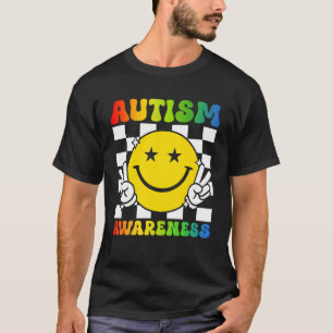 Autism Awareness Peace Smile Face Puzzle Autistic T-Shirt
