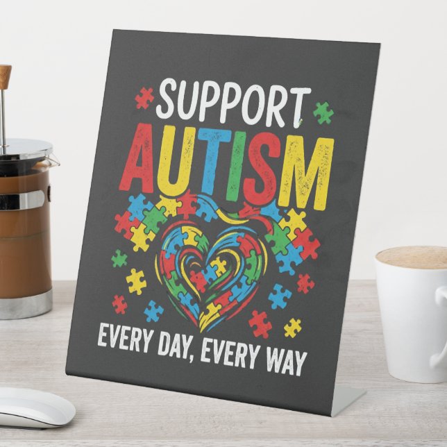 Autism awareness pedestal sign (In SItu)