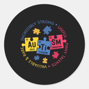 Autism Awareness Periodic Puzzle Science Teacher G Classic Round Sticker