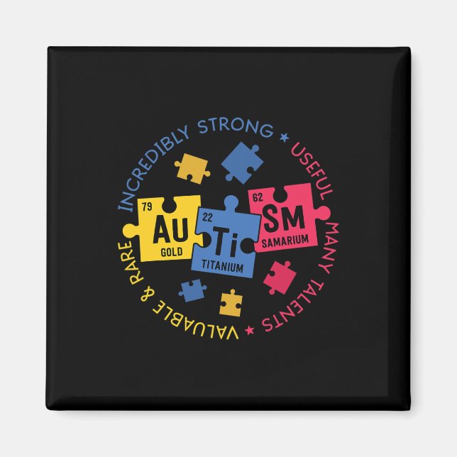 Autism Awareness  Periodic Puzzle Science Teacher  Magnet (Front)