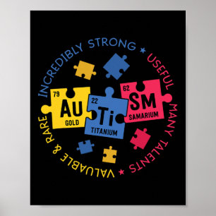 Autism Awareness  Periodic Puzzle Science Teacher  Poster