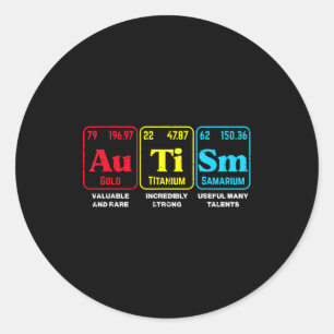 Autism awareness periodic table asd chemistry men classic round sticker