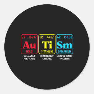 Autism Awareness Periodic Table ASD Chemistry Men Classic Round Sticker