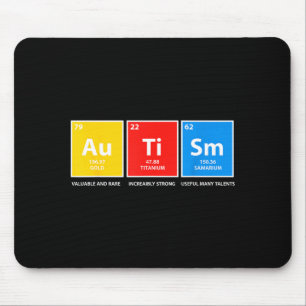 Autism awareness periodic table asd women men kids mouse mat