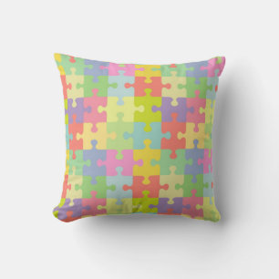Autism Awareness Pillow Multicolor Puzzle