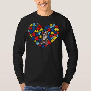 Autism Awareness Pitbull Heart Dog Dad Dog Mum T-Shirt