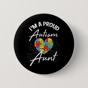 Autism Awareness Proud Aunt Puzzle Heart Cool Fami 6 Cm Round Badge