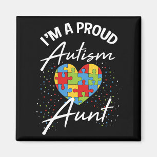 Autism Awareness Proud Aunt Puzzle Heart Cool Fami Magnet