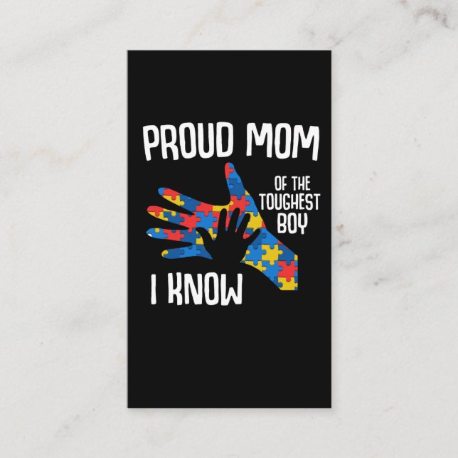 Autism Awareness Proud Mum Autistic Kid Business Card (Front)