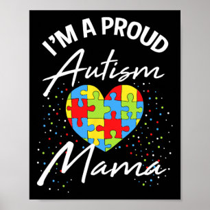 Autism Awareness Proud Mum Puzzle Heart Cool Paren Poster