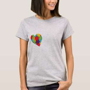 Autism awareness puzzle and heart for men, women, T-Shirt