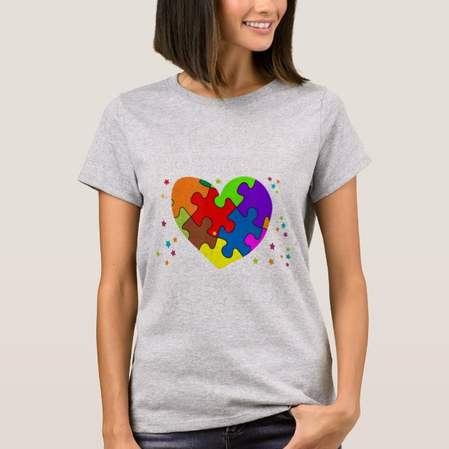 Autism awareness puzzle and heart for women, men,  T-Shirt (Front)