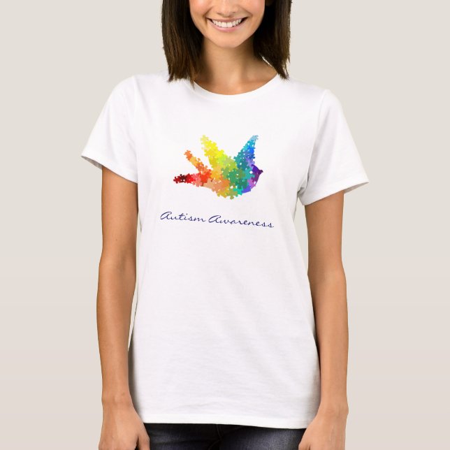 Autism Awareness Puzzle Bird T-Shirt (Front)