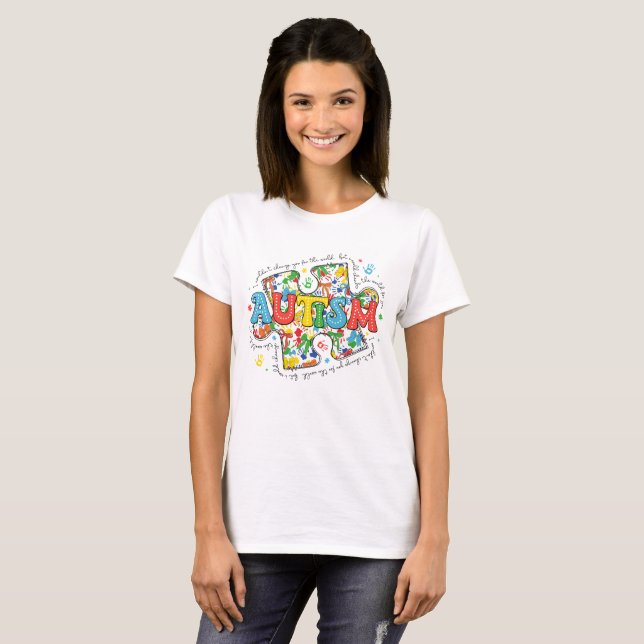 Autism Awareness Puzzle Bow T-Shirt (Front Full)